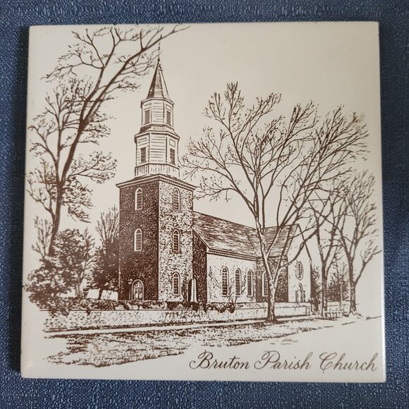 Decorative Ceramic Tile With Bruton Parish Church Illustration - Picture 1 of 4